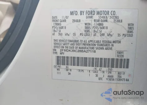 2008 Ford Edge Limited from USA, damaged, VIN 2FMDK39C28BA27118